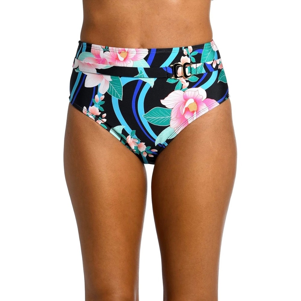 La Blanca‎ Floral Print Nightfall Blooms High Waist Bikini Bottom Size 8